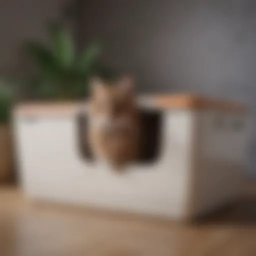 Spacious big litter box with lid showcasing a clean and organized interior