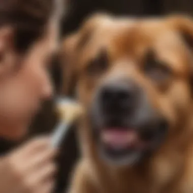 Pet owner applying chewy ear cleaner to a dog's ears