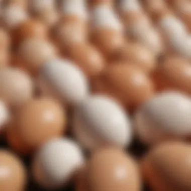 Eggs laid by different chicken breeds, highlighting variety