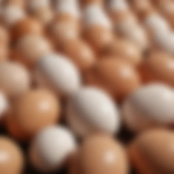 Eggs laid by different chicken breeds, highlighting variety