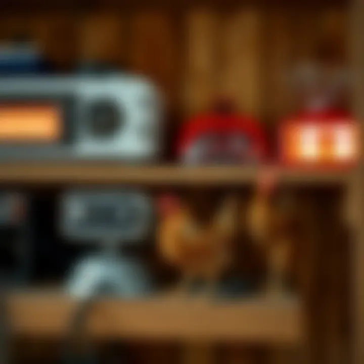 Variety of Chicken Coop Heaters Different types of chicken coop heaters displayed on a shelf