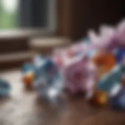 Assorted crystals arranged for healing purposes