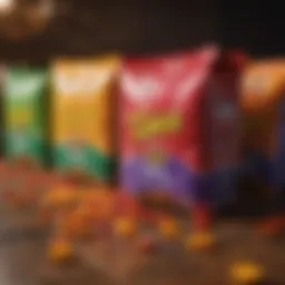 A vibrant display of various Takis flavors showcasing their unique packaging and colors.