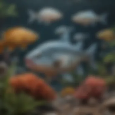 Extinct Fish Species An illustration showing various extinct species of fish that lived in ancient oceans.