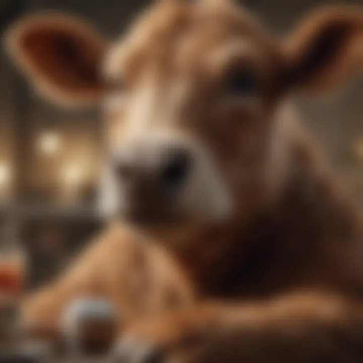 Close-up of the materials used in a giant cow teddy bear