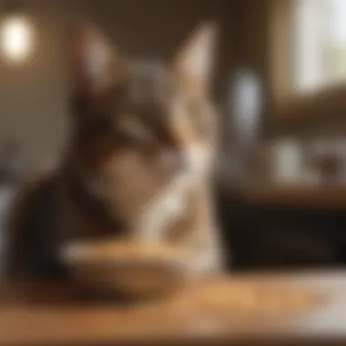 A happy cat enjoying a bowl of grain-free food, highlighting feline satisfaction.
