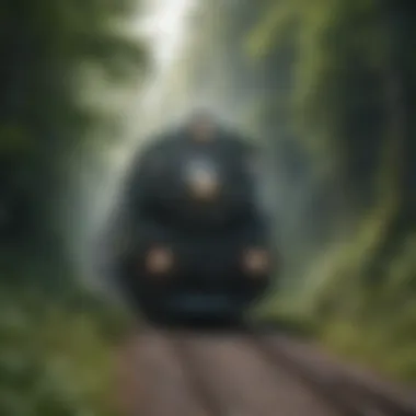 A classic Canadian train traveling through lush forests
