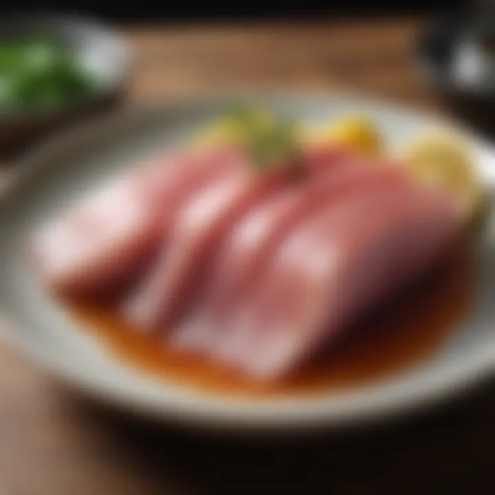 Traditional Japanese dish featuring amberjack sashimi