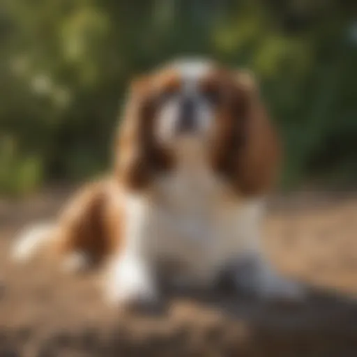 A charming King Charles Spaniel basking in the sunlight