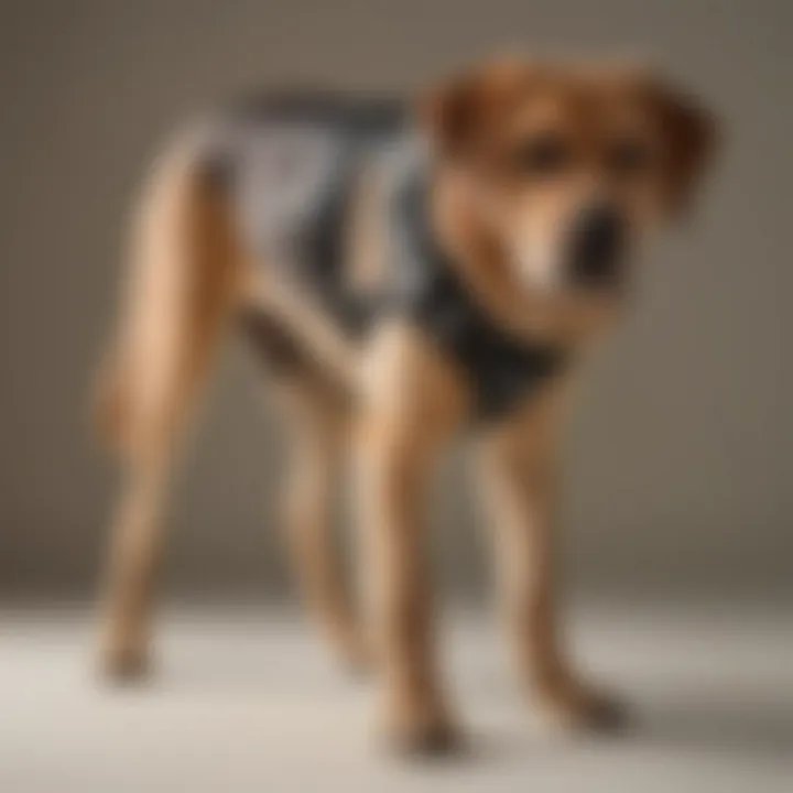 Properly fitted Labra left leg knee brace on a dog