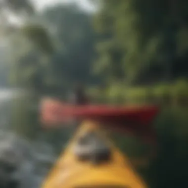 Kayaking on Lake Conroe with lush surroundings