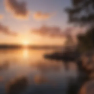 Scenic view of Lake Conroe at sunset