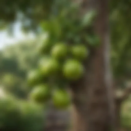 A vibrant Key lime tree with ripe fruits hanging