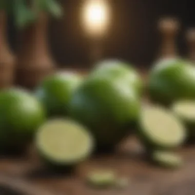 Diverse Lime Varieties: Flavor Profiles and Culinary Uses A collection of various lime tree fruits on display