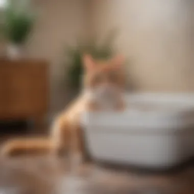 Pet Enjoying a Covered Litter Box Pet comfortably using a covered litter box