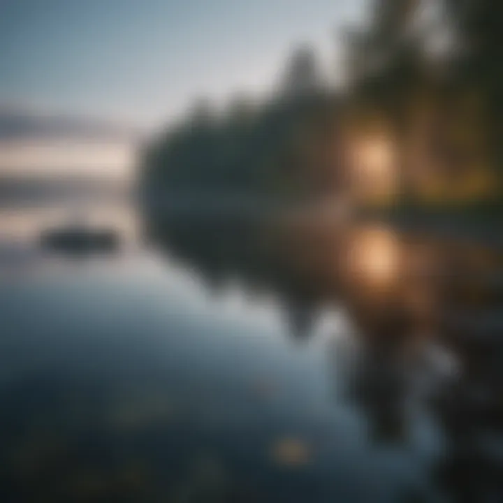 Serene view of a Michigan lake at dawn