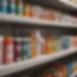 Variety of over-the-counter ear medications on a pharmacy shelf