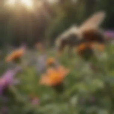 A pollinator visiting a colorful wildflower, showcasing the ecological relationship.