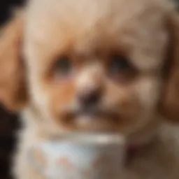 A close-up of a teacup poodle with fluffy fur and bright eyes