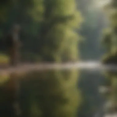 Angler Casting a Line in Tranquil River Angler casting a line in a tranquil river