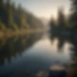 Scenic lake view showcasing prime bass fishing territory.