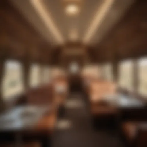 Luxurious Pullman train interior showcasing elegant seating and decor
