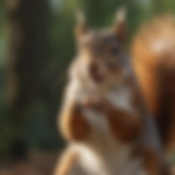 A close-up of a squirrel reacting to an unpleasant scent.