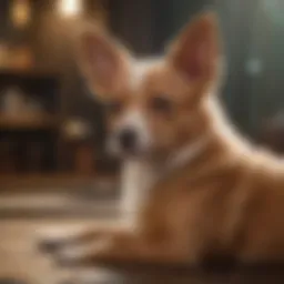 Charming small dog relaxing peacefully in a serene environment