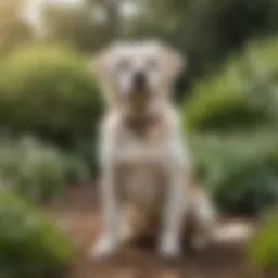 A compact and elegant hypoallergenic dog breed standing in a lush garden