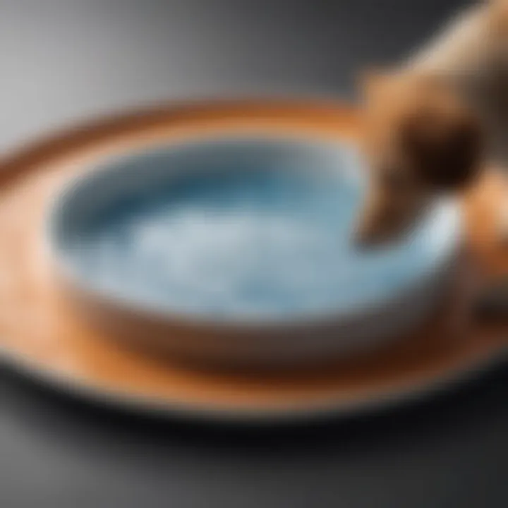 Close-up of a spill-proof water dish showcasing its unique design features