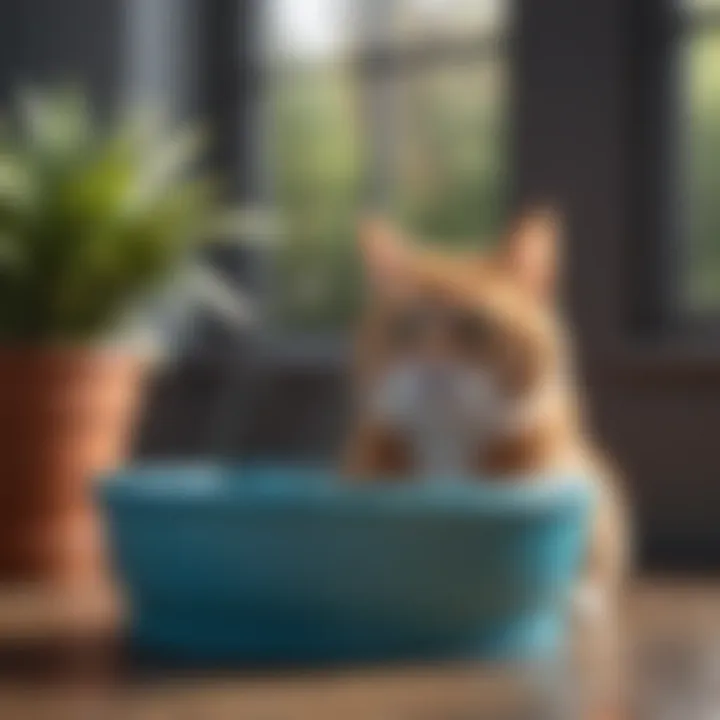 Pet-friendly plastic cat fountain with vibrant colors