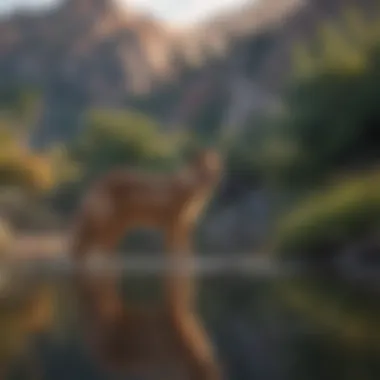 Wildlife observing near a tranquil lake setting