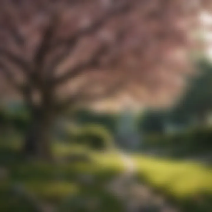 Healthy cherry tree in a well-maintained garden