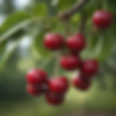 Close-up of ripe sweet cherries on a tree