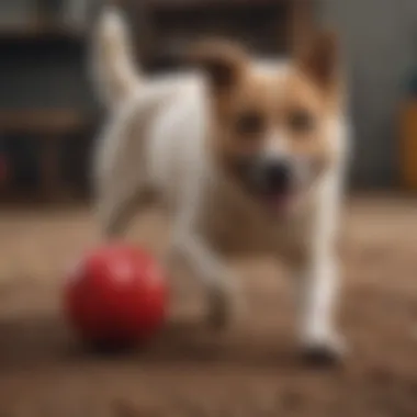 Dog engaging with the Boomer Ball during playtime