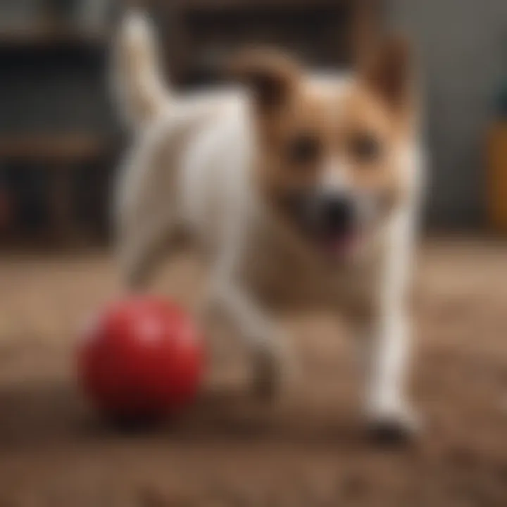 Dog engaging with the Boomer Ball during playtime