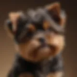 A brown and black Yorkie Poo showcasing its fluffy coat