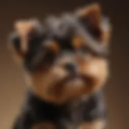 A brown and black Yorkie Poo showcasing its fluffy coat
