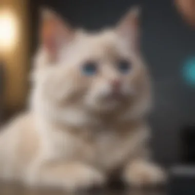 Healthy Ragdoll kitten being examined by a vet