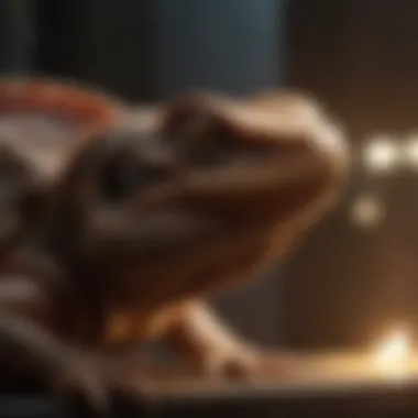 Reptile Basking: Essential Heat Sources Close-up of a reptile basking under a heat lamp