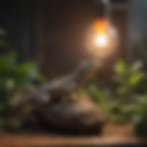 A dual reptile heat lamp illuminating a terrarium
