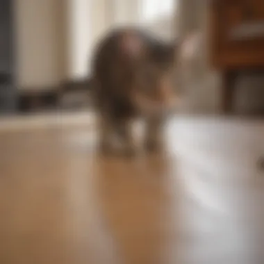Feline Playtime: The Thrill of the Chase A cat energetically chasing a remote-controlled mouse across the living room floor.