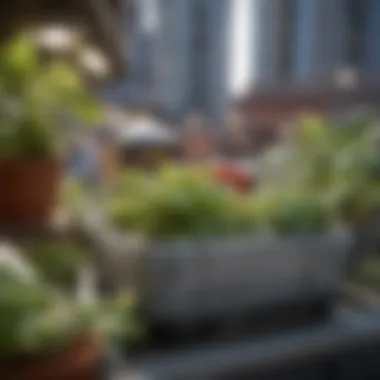 Urban setting with a mini aquaponics kit in a balcony garden