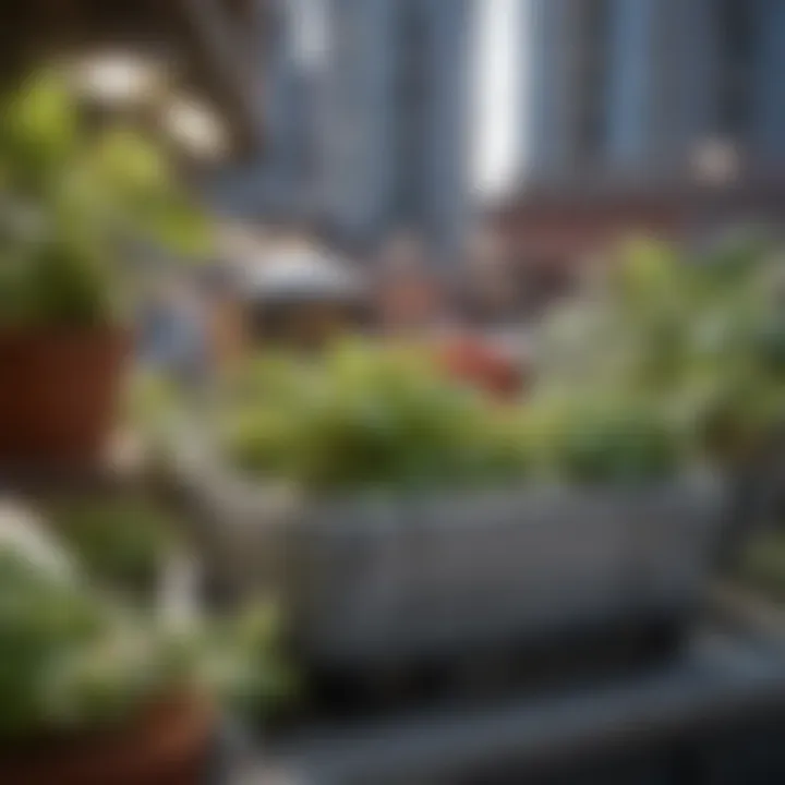 Urban setting with a mini aquaponics kit in a balcony garden