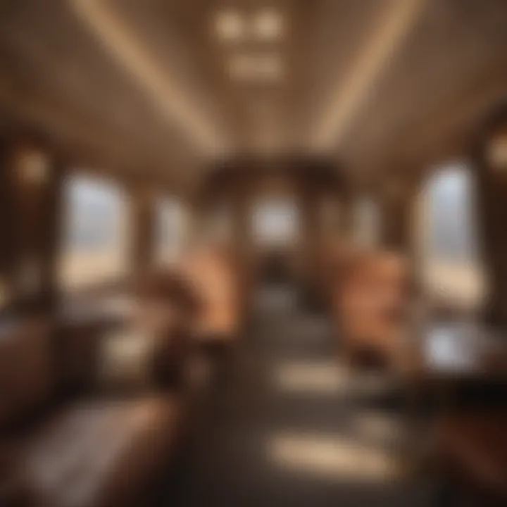 Luxurious train interior showcasing elegant seating and decor