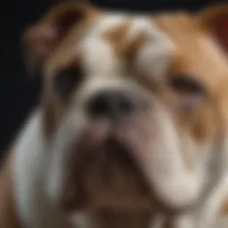 Close-up of an Old English Bulldog's distinctive facial features