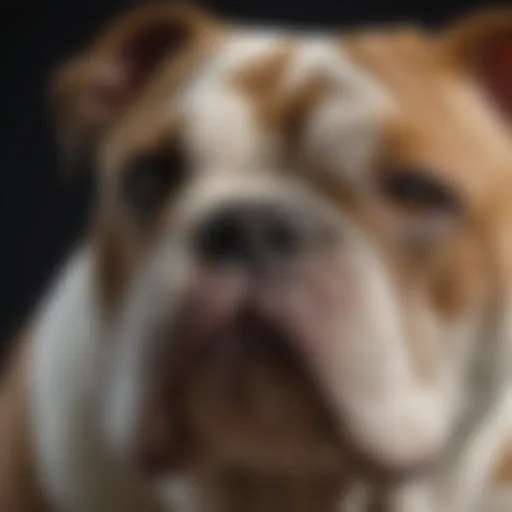Close-up of an Old English Bulldog's distinctive facial features