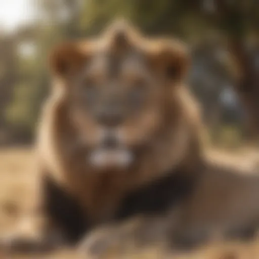 Majestic lion resting in the savannah