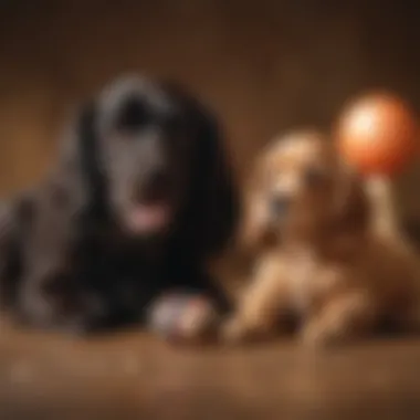 A Cocker Spaniel enjoying a playful moment with a toy.