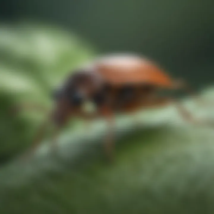 A small jumping bug resting on a leaf